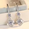 Women Rhinestone Cubic Zirconia Tassel Four-leaf Clover Hook Earrings Jewelry