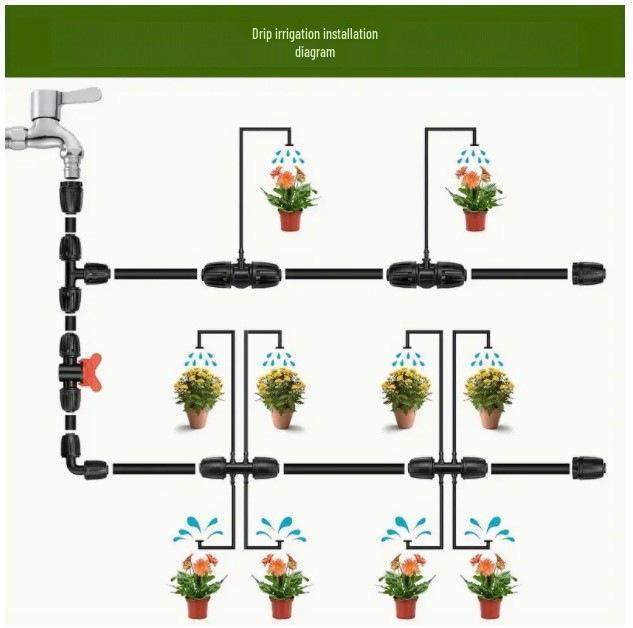 16мм ПЭ Труба Водосберегающие Ирригационные Фитинги: 4-точечный шланг, клапан, редукционный тройник, шестигранный штуцер, угловой соединитель