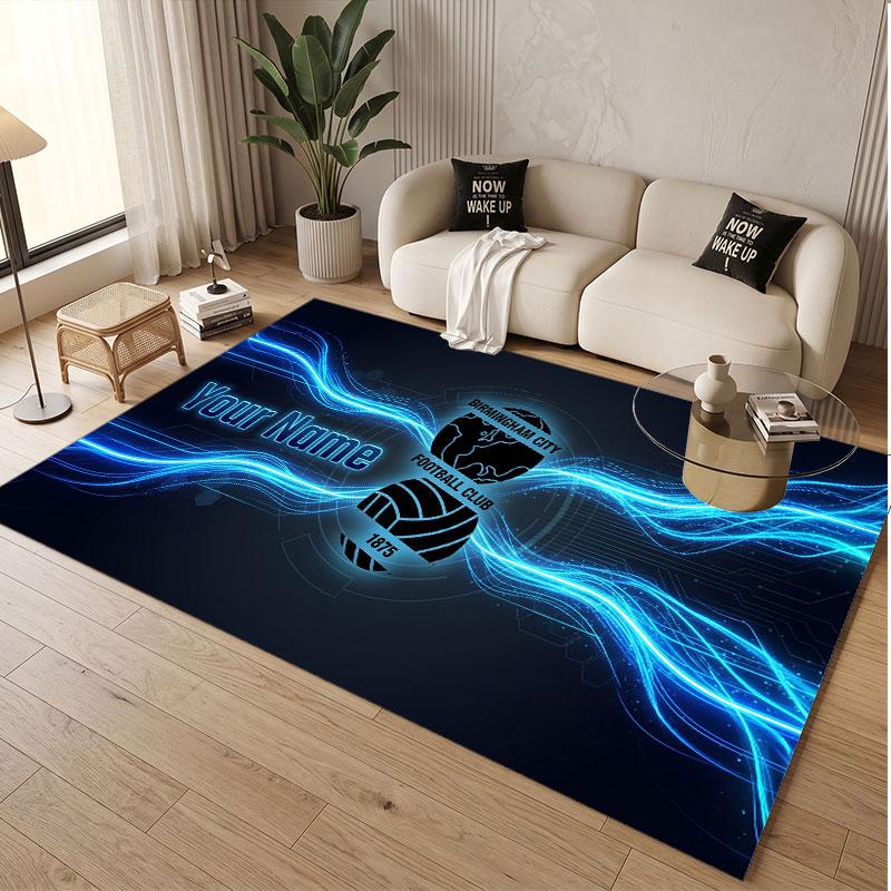 Custom Rug BIRMINGHAM CITY Pattern Print Name Text Soft Non‑Slip Floor Carpet for Home Indoor Decoration