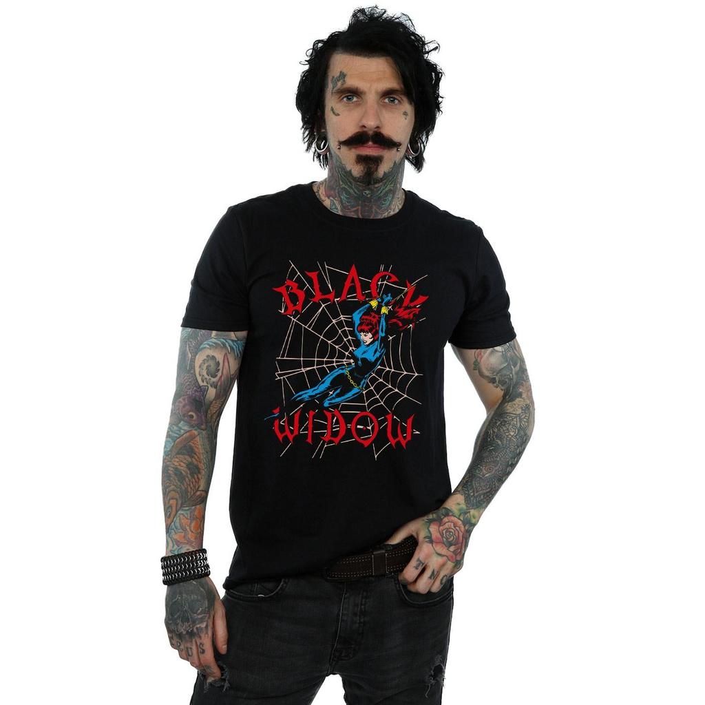 Marvel Mens Black Widow Web T-Shirt