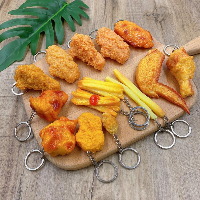 Забавный брелок с куриными ножками и куриными крылышками, креативный мини-кулон с имитацией еды и кольцом для ключей, аксессуары для сумки, кошелька