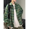 TGNS Trendy Spring Brushed Plaid Shirt Unisex Retro American Loose Casual Japanese Style Universal Couple Jacket