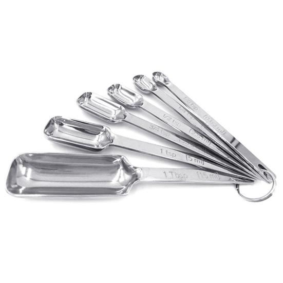 6Pcs Stainless Steel Scale Measuring Square Seasoning Spoon Scoop Baking Tools