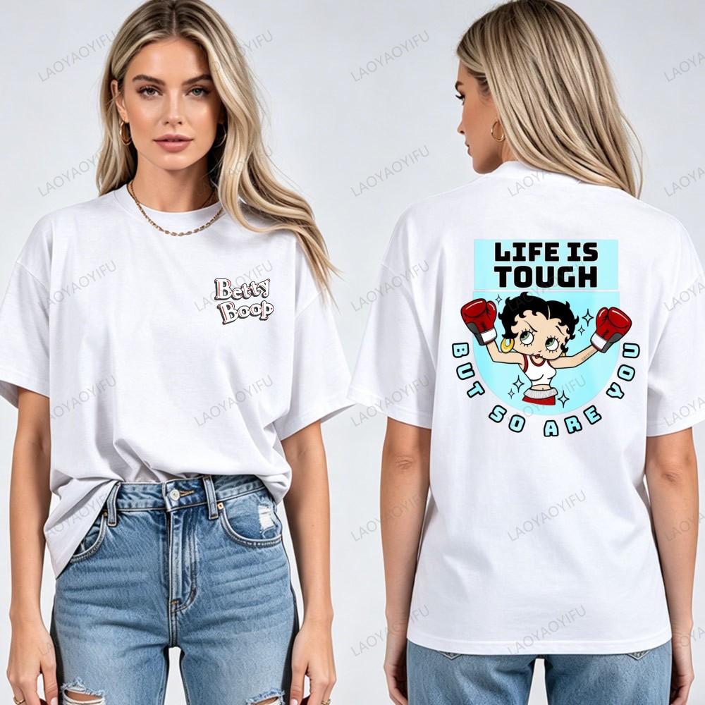 Vintage Animation Betty Boop Pattern T Shirt Men Women Breathable Short Sleeve Tees Hip Hop Style Casual Cotton Streetwear Tops