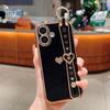 Для iPhone 16 Чехол-браслет с подставкой Love Heart TPU Чехол-держатель для пальца - черный
