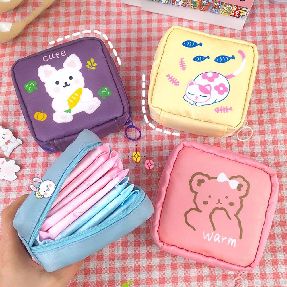 Cat Bunny Bear Rabbits Waterproof Cosmetic Bag Sanitary Napkin Bag Lipstick Pouch Coin Purse