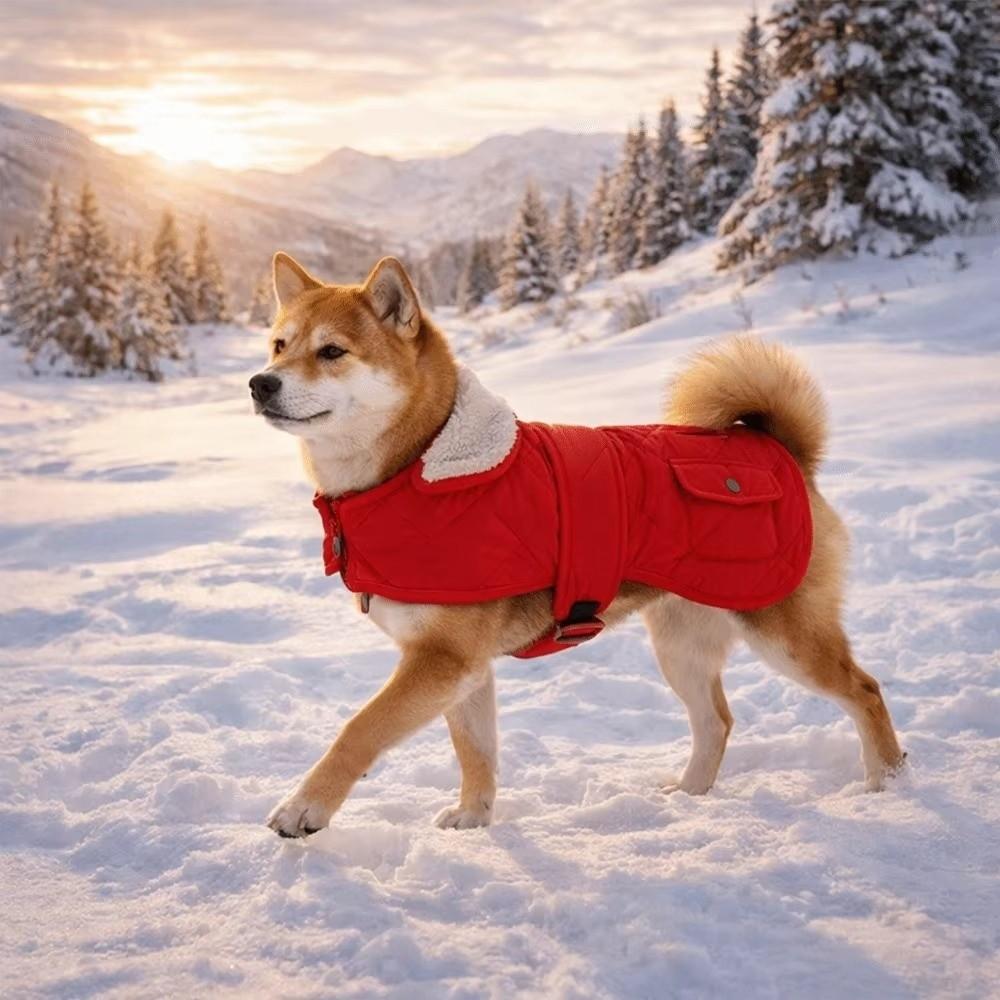 Adjustable Winter Dog Coat Fleece Lining Dog Thermal Clothing Warm Pet Apparel Winter Season