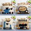 Creative Coffee Illustration Pillow Case Sofa Living Room Bedroom Double-sided Printing Square Cushion Nap Time Pillow Case