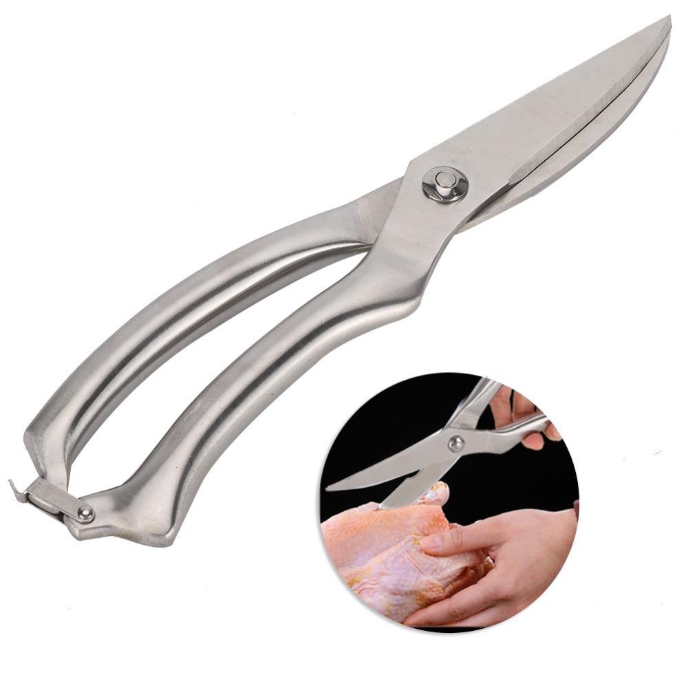 Stainless Steel Kitchen Scissors Safety Lock Multifunctional Shears For Meat Cutting