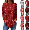 Футболки для женщин, повседневные рубашки с длинным рукавом, толстовка с винтажным графическим рождественским принтом, топ-пуловер