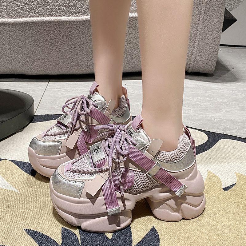 Женские массивные кроссовки на высокой платформе 8 см, спортивная обувь для папы, женские повседневные зимние туфли из блестящей кожи, Zapatillas Mujer