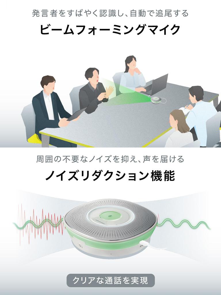 Audio-Technica AT-CSP7 (E) Speakerphone, Conference Microphone Speaker for ZOOM, Supports 12 People with Two Connected Units, Type-C and Type-A