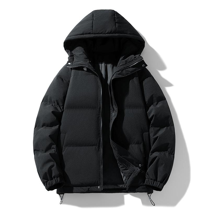 Cotton Clothing Men and Women with The Same Paragraph Winter Loose Hooded Cotton Jacket Thickened Couple Solid Color Cotton Coat