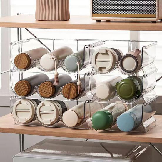 Штабелируемая подставка для чашек Многоярусная витрина для кружек, стаканов, термокружек, спортивных бутылок, экономящий место органайзер для кухонной столешницы