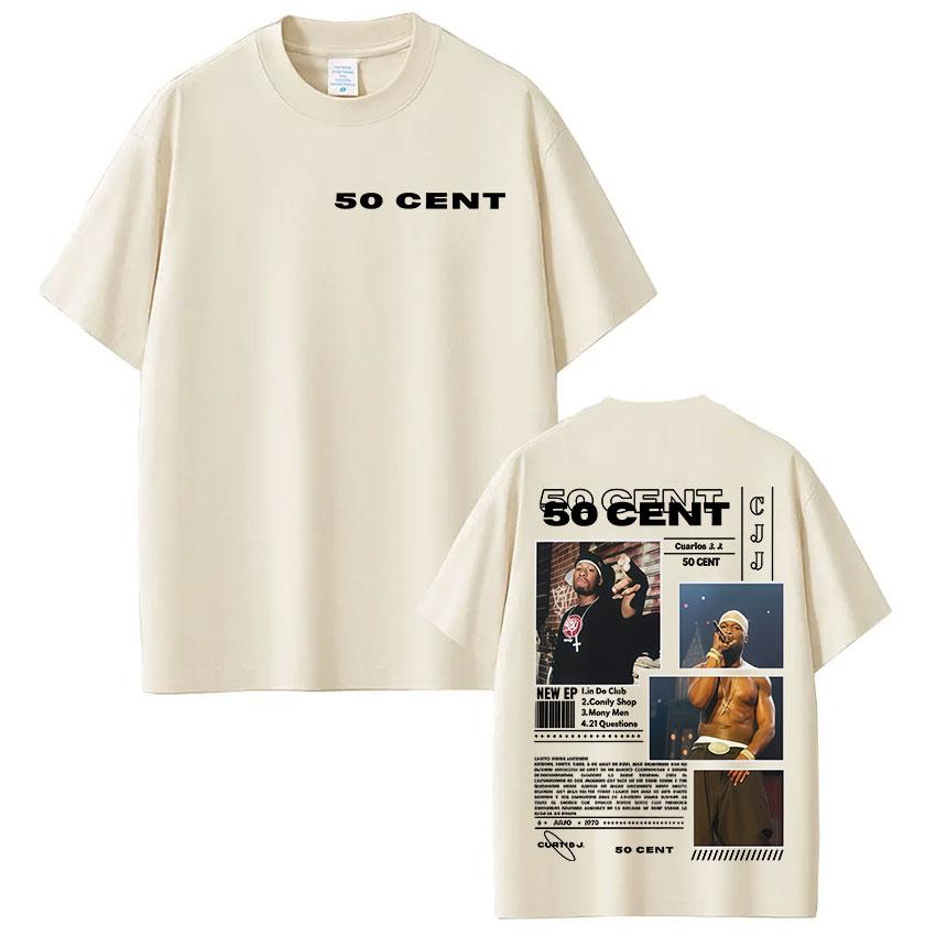Rapper 50 Cent Tour 2025 Album Graphic T Shirts Unisexs Clothing Hip Hop Rock Short Sleeve Tshirt Fashion Oversized Cotton T Shirt