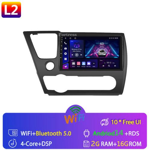 FortressFor Honda Civic9 2013 2014 2015 2016 Android 12 Carplay Car Radio Multimedia Video Player GPS Navigation 2 Din Autoradio