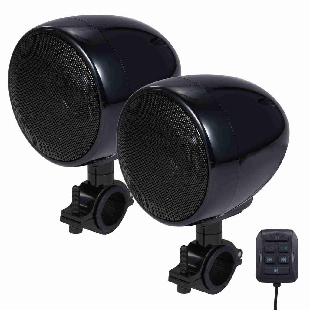 3.5inch Water Resistant BT Motorcycle Speaker with Dual 15W Speakers 300W Peak Power with Remote Control Outdoor