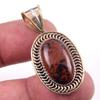 Natural Mahogany Obsidian Gemstone 925 Solid Silver Two Tone Pendant 1.50'' J1i34