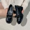 Fairy Wind One-word Buckle Belt Women's Shoes 2025 Spring and Summer New Mary Jane Light Mouth Bow Thick Heel Single Shoes Women