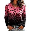 Halloween Women's Long Sleeve T-Shirt Pumpkin Skull Pattern Retro Fashion Round Neck Regular Top Everyday Weekend