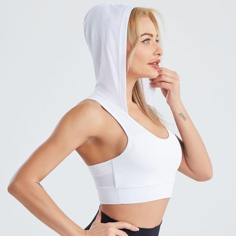 Women's Hooded Tank Top Yoga Fitness Exercise Running Quick Dry Breathable Top