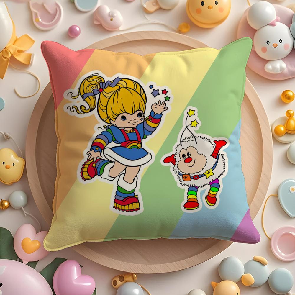 Cute RRainbows BBrite Pillow Case Soft Plush Fabric DoubleSided Printed Cushion Cover Warm Winter Sofa Pillow Case