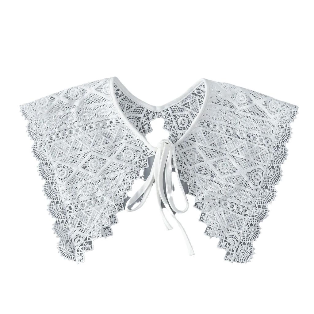 Women Hollow Out White Embroidery Fake Collar Shawls Dress Detachable Collar False Collar Shawls Cape