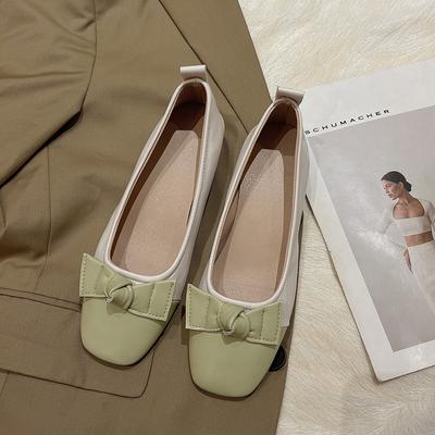 Модная женская обувь на низком каблуке, осенняя новинка, квадратный носок, мелкий вырез, цветная мягкая подошва, противоскользящая, износостойкая, низкая обувь