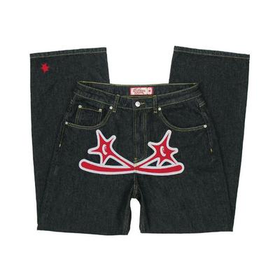 Новые американские джинсы High Street Hip Hop Trendy Brand Star Letter Printing, мужские прямые повседневные широкие штанины