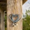 Rustic Home Entrance Decor Horseshoe Heart Shape Wind Chime for Outdoor Garden with Brass Bell Romantic Wedding Souvenir Gift Accents, Metal