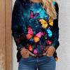 Women's Long Sleeve Colorful Butterfly Pattern T Shirt Tops 2024 Autumn New Fashion  Women's Top Harajuku Fun Pullover Clothing