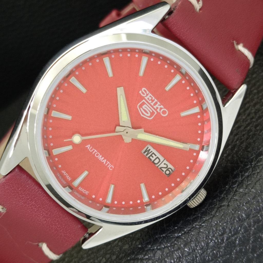 АВТОМАТИЧЕСКИЕ 6309A ВИНТАЖНЫЕ ВОССТАНОВЛЕННЫЕ SEIKO 5 ЯПОНИЯ МУЖСКИЕ ЧАСЫ С КРАСНЫМ ЦИФЕРБЛАТОМ a701710-5