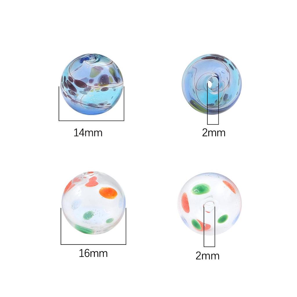 14mm 1pc Hand-Painted Hollow Drop Oil Glass Beads for Necklace Bracelet Earring DIY Jewelry Making