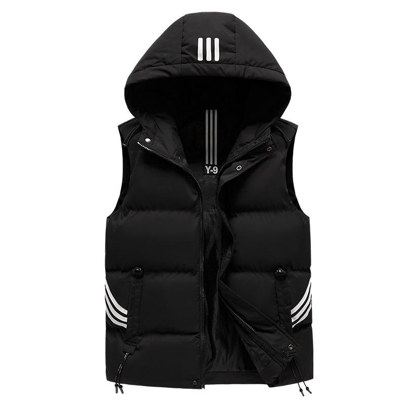 Men's Korean Style Hooded Sleeveless Warm Vest for Autumn and Winter