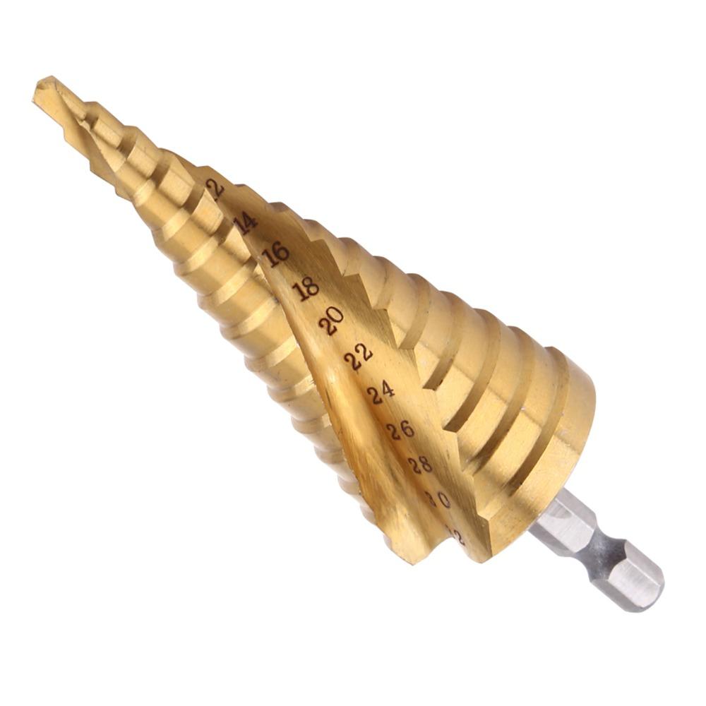 Hex Shank Step Drill Bit Titanium Coated Titanium Coated Drill Bit Drilling Wood