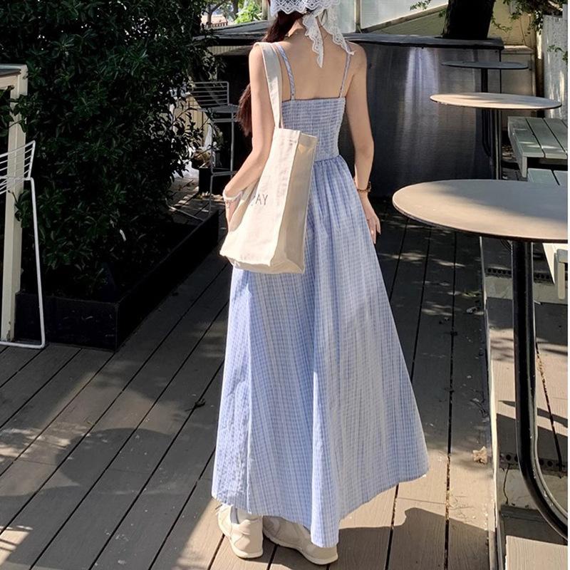 Женская мода новое клетчатое платье с талией и кружевным бантом на шее