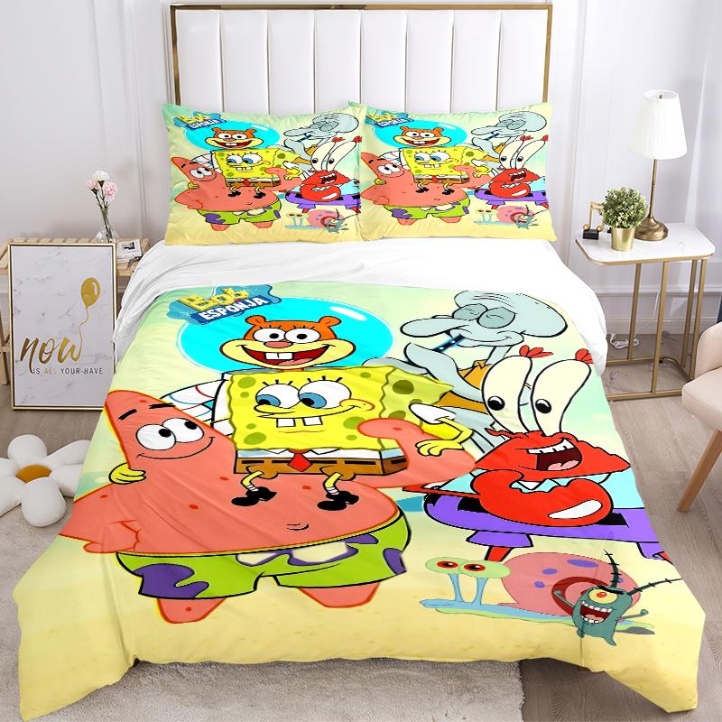 3Pcs Spongebob Squarepants Adventure Bedding Sets For All Sizes New 3D Printed Bed Cover Comforter Duvet Cover Pillowcase Bedroom Decoration