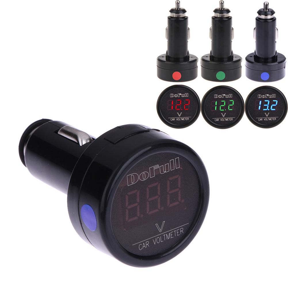 Universal 12V 24V Auto Voltmeter Gauge Cigarette Lighter Charger Digital Voltage Gauge Volt Meter for SUV Sedan Truck