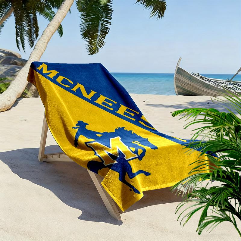 McNeese State Cowboys Print Beach Towel, Large Soft Quick Dry Towel for Beach Camping Swimming