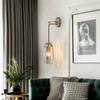 Nordic  creative living room Crystal wall lamp fashion modern minimalist model bedside copper wall lamp bedroom Corridor