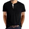 Мужская однотонная футболка хенли с коротким рукавом