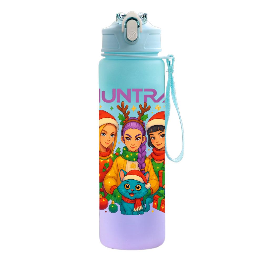 750Ml Water Bottle Cartoon Christmas K-Pop Demon Hunters Printed Large Capacity Drinking Cup Portable Outdoor Sports Water Cup Children Kid Gift