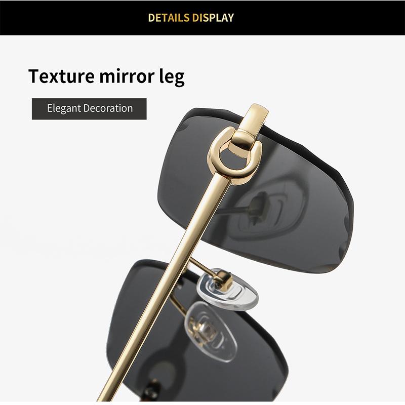 Rimless Irregular Cut Square Sunglasses Fashion Metal Gold Frame UV400 Outdoor Women Multiple Colors Sun Glasses