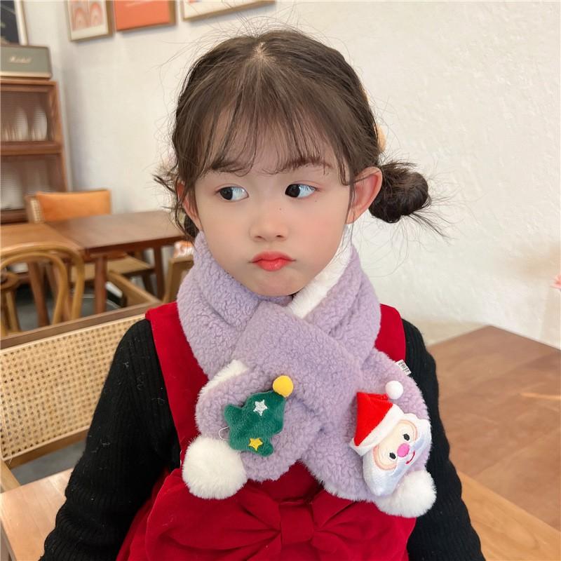 Kids Winter Knit Scarf Boys Girls Warm Windproof Neck Warmer In Checkered Soft Acrylic Yarn 80x8cm
