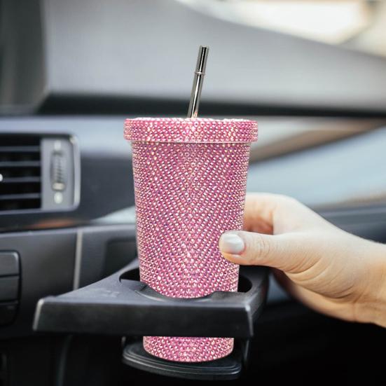 Термокружка со стразами из нержавеющей стали, изолированный стакан с крышкой и соломинкой, игристая вода со стразами