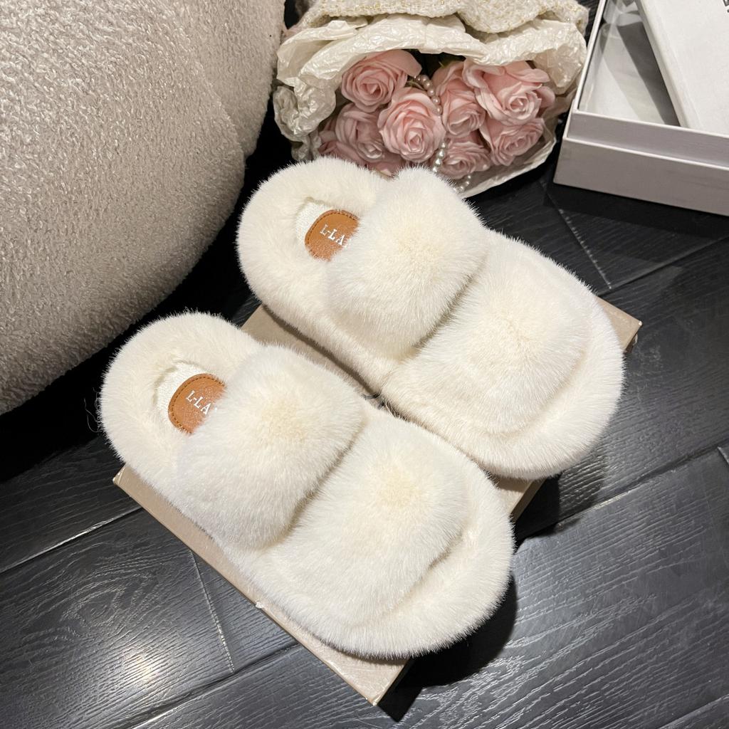 Winter Women Home Indoor Casual Fuzzy Slippers Female Flip Flops Fluffy Shoes Cross Slides Ladies Soft Plush Slippers Size 35-41