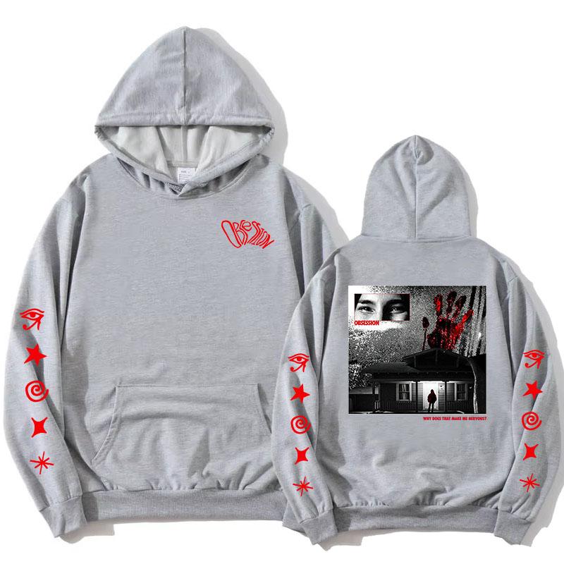 Obsession Makes Me Nervous Hoodie Long Sleeve Casual Unisex Streetwear Pocket Hooded Sweatshirt Graphic Print Tops