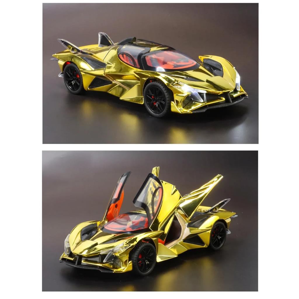 1/24 Apollo Project EVO Модель спортивного автомобиля из сплава Литые металлические Гальванизированные Гоночные автомобили Модель транспортных средств Звук Свет Детская игрушка Подарок