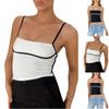 Women's Summer Casual Solid Color Camisole Sexy Slim Shoulder Strap Square Neck Top