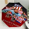 Atlético Madrid logo Print Automatic Umbrella, 8 Rib Iron Frame, Plastic Handle, Suitable for Outdoor Travel &Daily , Ideal Gift